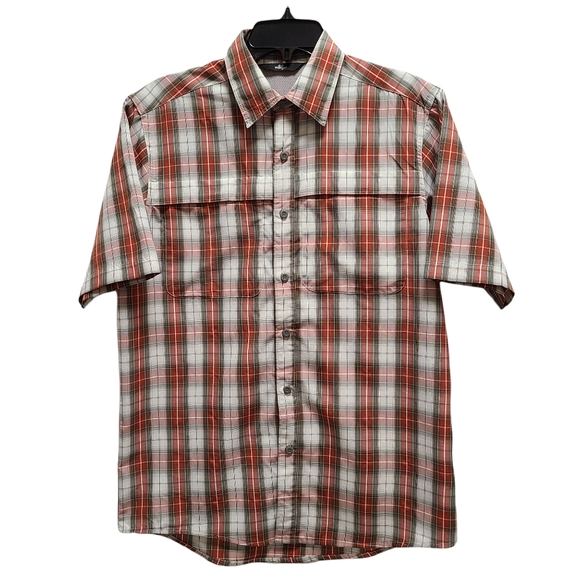 Wrangler Other - Wrangler Mens Shirt Short Sleeve Plaid Red/Orange Gray S